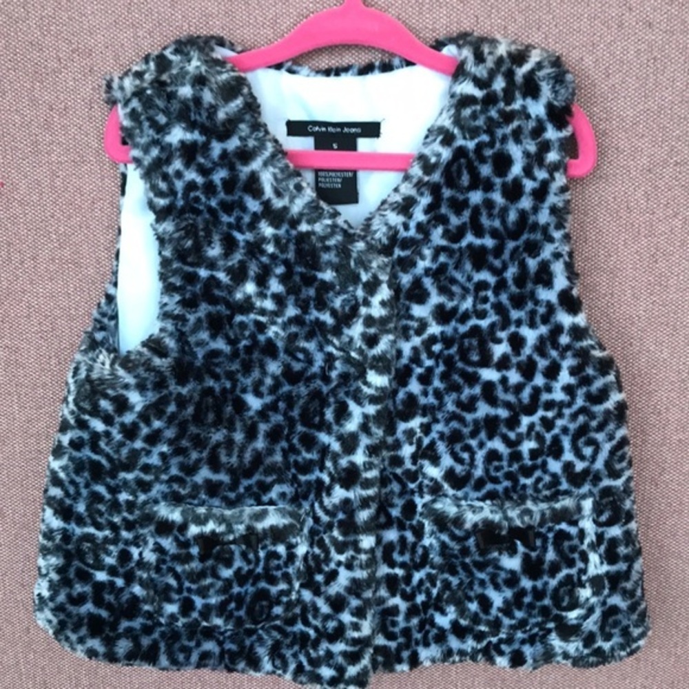 Calvin Klein Jeans plush cheetah animal print vest